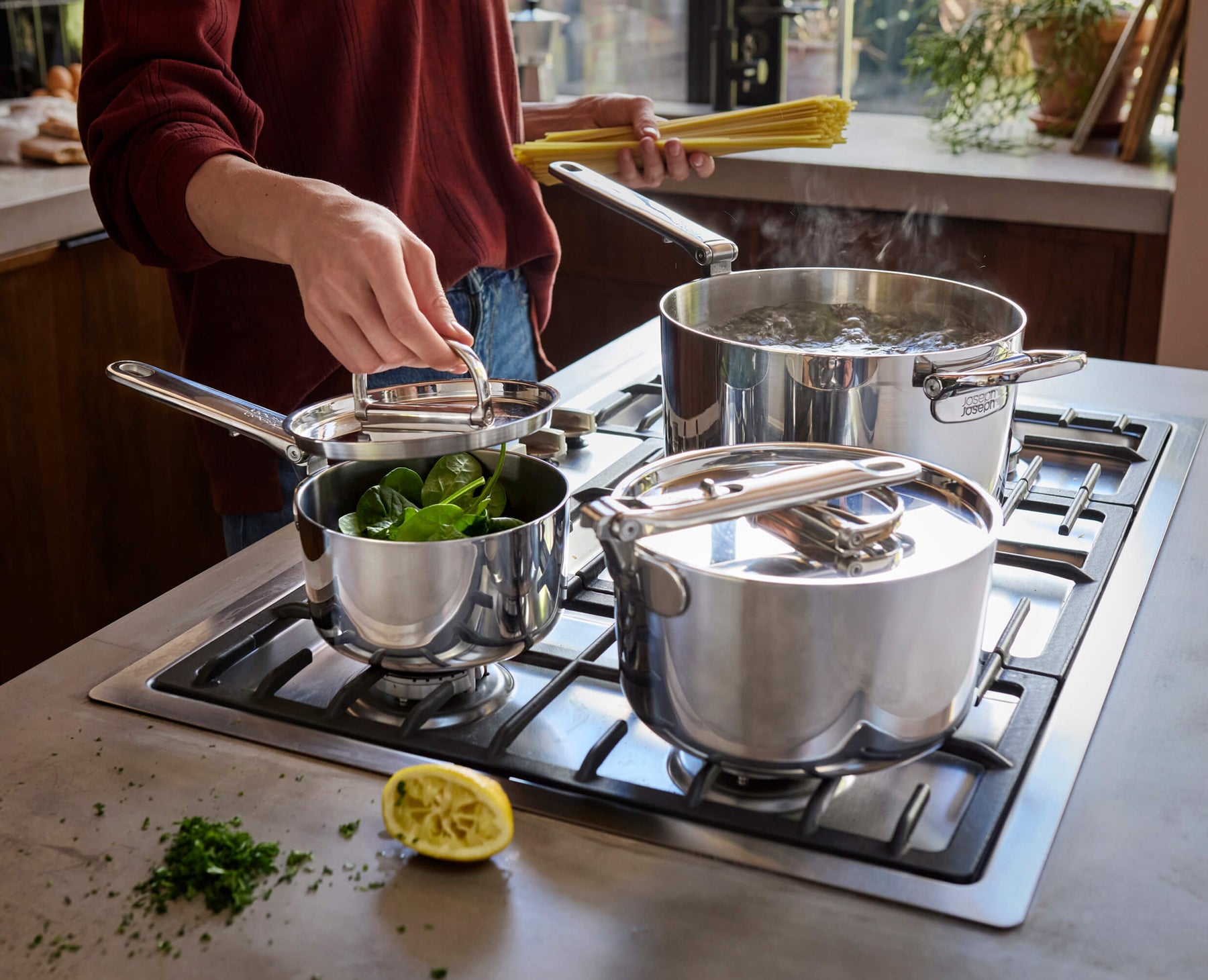 Space Steel Trio™ – Conjunto de 3 Panelas Inox Premium