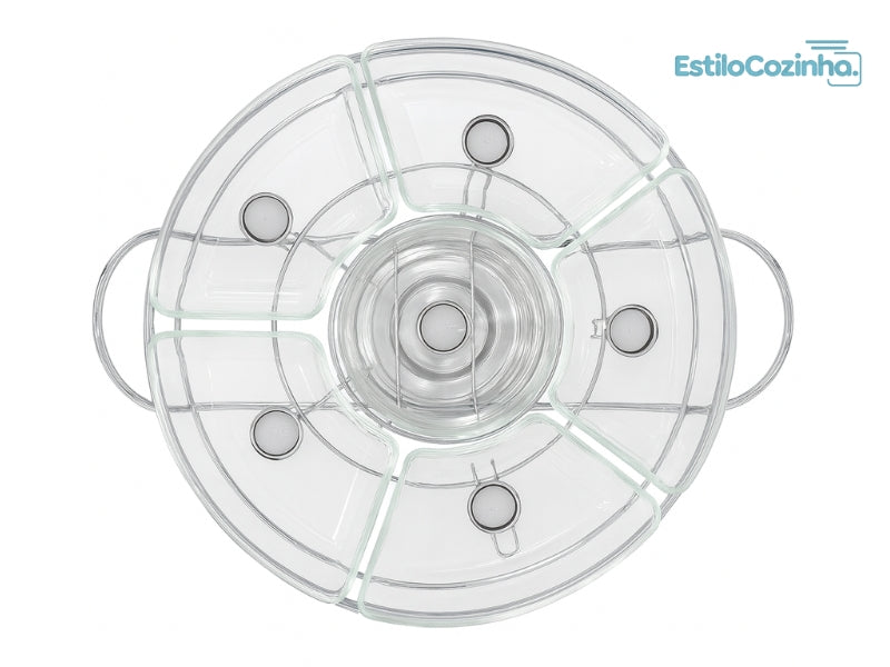 Réchaud Giratório 6 Compartimentos – Design Inox, Fácil de Usar e Limpar
