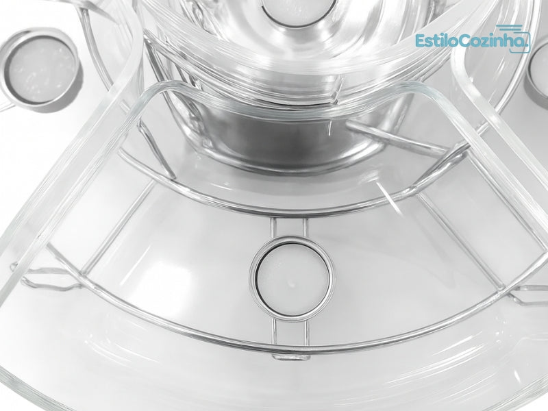 Réchaud Giratório 6 Compartimentos – Design Inox, Fácil de Usar e Limpar