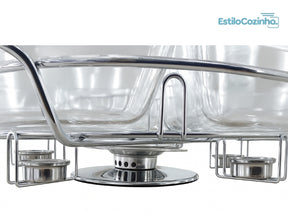 Réchaud Giratório 6 Compartimentos – Design Inox, Fácil de Usar e Limpar