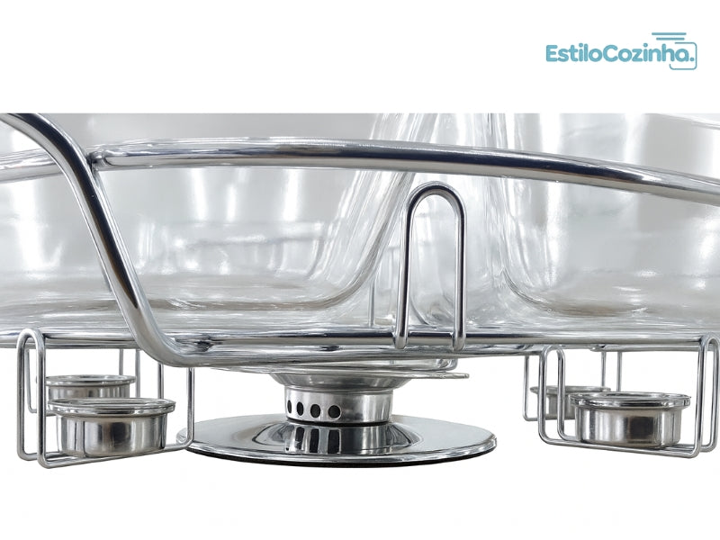 Réchaud Giratório 6 Compartimentos – Design Inox, Fácil de Usar e Limpar
