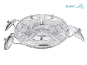 Réchaud Giratório 6 Compartimentos – Design Inox, Fácil de Usar e Limpar