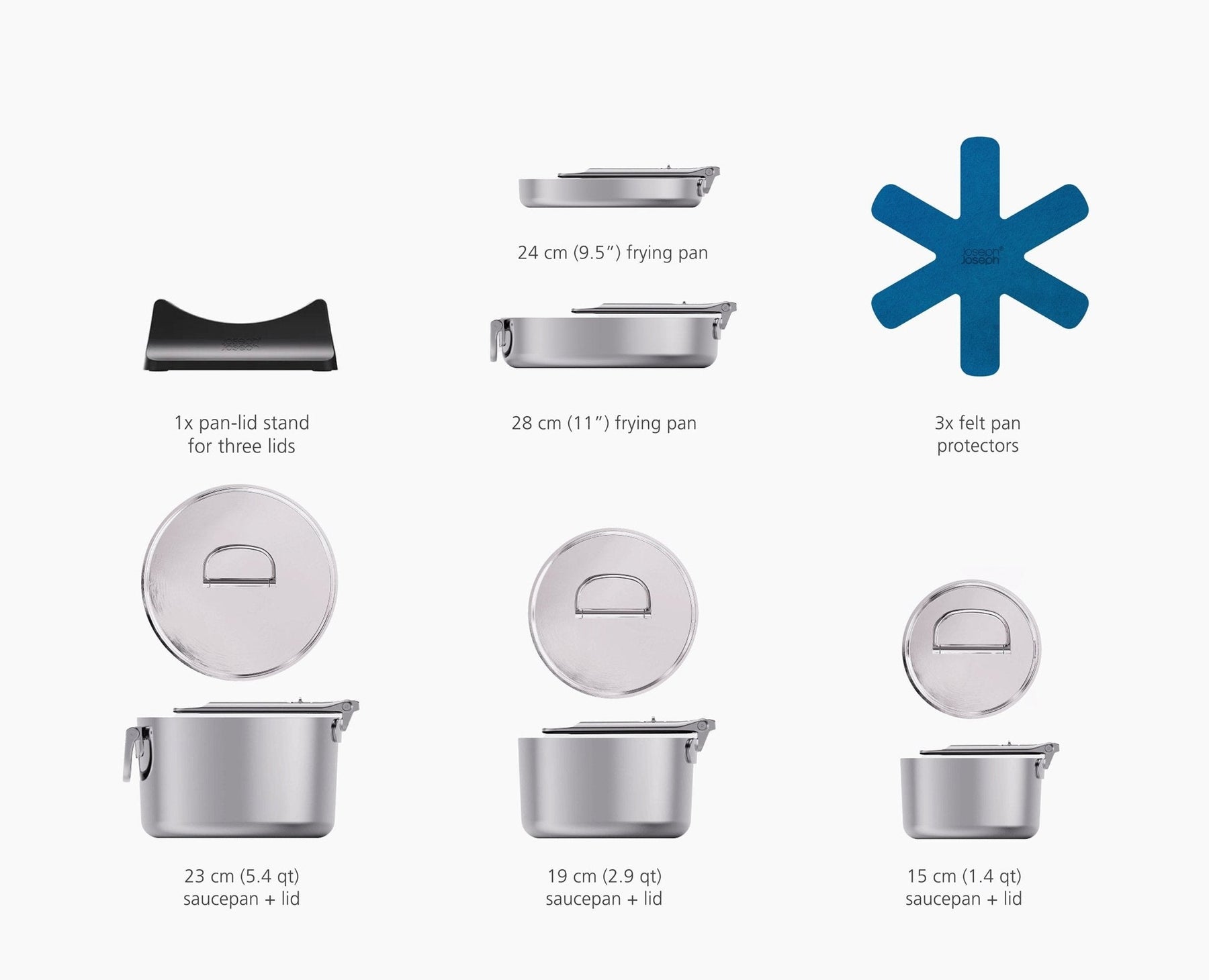Space Steel ProLine™ – Kit 5 Peças Inox Compacto