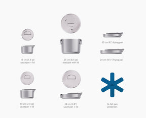 Space Steel MasterSet™ 6 Peças – Conjunto de Panelas em Aço Inox com Cabos Dobráveis